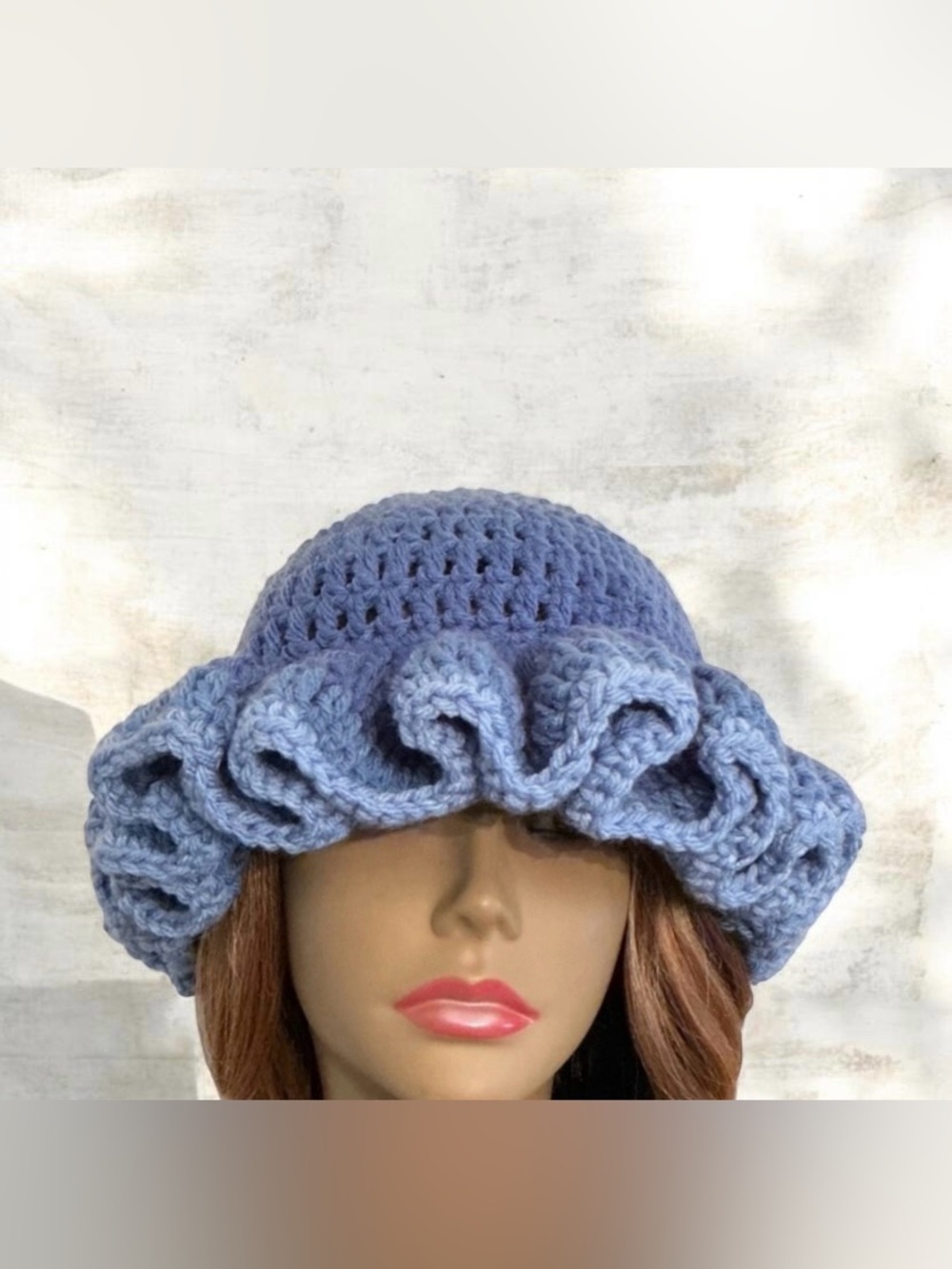 Chic Blue Ruffled Women's Hat